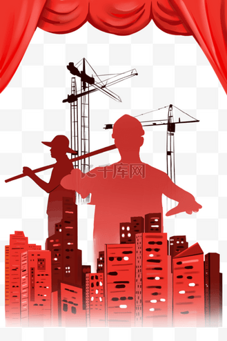 建筑工人剪影