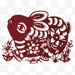 新年春节剪纸十二生肖之兔