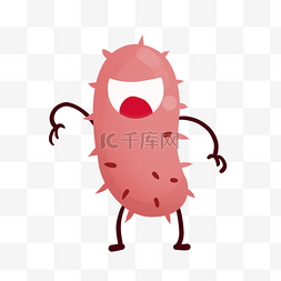 红色病毒长条状细菌卡通