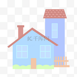 蓝色房屋卡通建筑