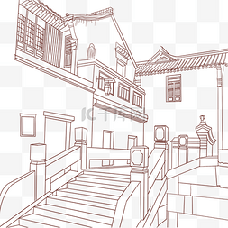 空荡的街景图片_古街古镇线描街景