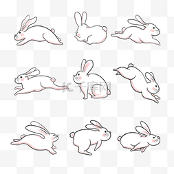 一群小兔子图片_可爱的一群插画简约兔子