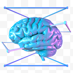 蓝色科技大脑图片_科技智能大脑数据蓝色线框医疗朋