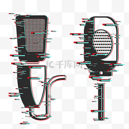 麦克风话筒霓虹风格元素