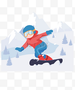 热情主动图片_卡通人物滑雪小场景