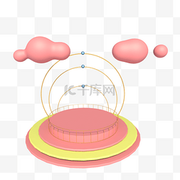 小清新电商首页图片_C4D粉色少女系展台