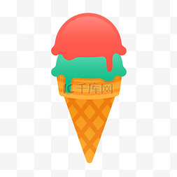 卡通风双色冰淇淋