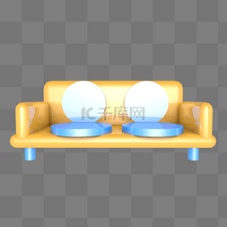 蓝色沙发沙发图片_C4D立体仿真橙色沙发