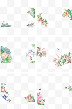 植物装饰边框素材图片_工笔花鸟古风花卉装饰边框合集