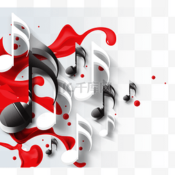 红色和黑色的创意质感音符图案
