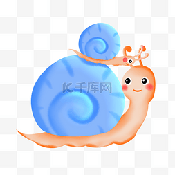 亲子蓝色图片_动物亲子蜗牛