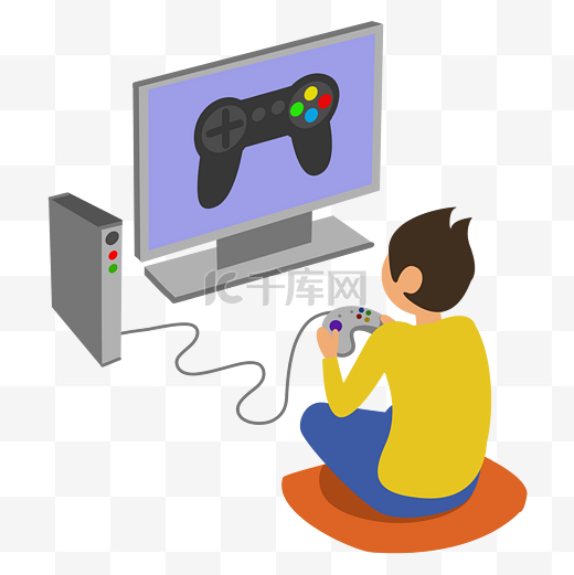 小孩玩游戏简笔画图片-小孩玩游戏简笔画图片素材免费下载-千库网