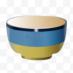 蓝黄色瓷碗装饰插画