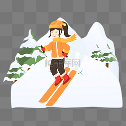 雪景图图片_滑雪玩耍儿童矢量图