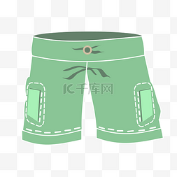 一件式造口袋图片_夏天绿色口袋短裤