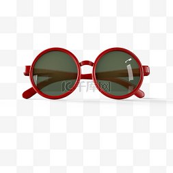 时尚玻璃图片_红色圆形复古太阳眼镜3d元素