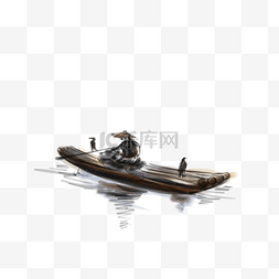 中国风 水墨渔船