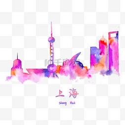 旅游景点上海图片_上海地标手绘装饰图