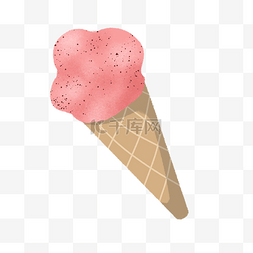 粉色卡通的海报图片_草莓味的冰激淋