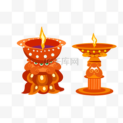 造型复古的橙色diwali印度节日油灯