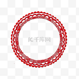 红色圆环红色图片_红色中国风窗花半立体边框
