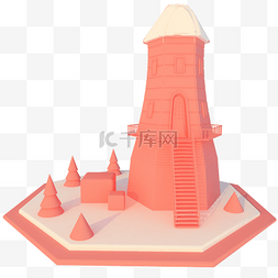 立体免抠C4D城堡装饰插图