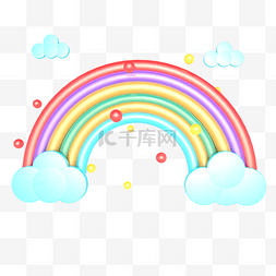 61儿童节装饰图片_儿童节彩虹云朵装饰
