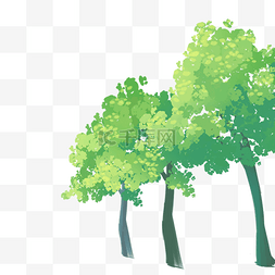 森林围城图片_卡通三棵绿色的大树
