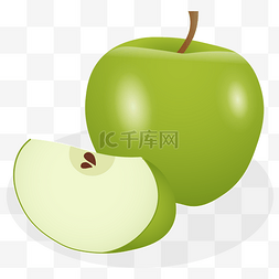 切开的水果苹果图片_矢量青苹果