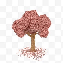 粉色树图片_c4d像素风粉色树