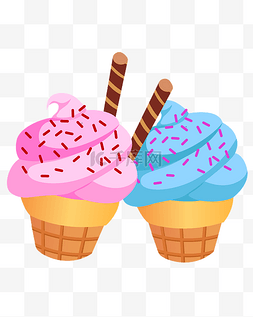 冰淇淋的甜筒图片_冰激凌甜筒插画