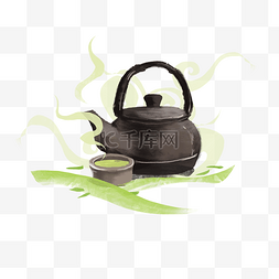 茶具黑色图片_黑色茶壶茶水