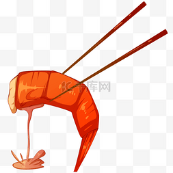 筷子龙虾装饰插画