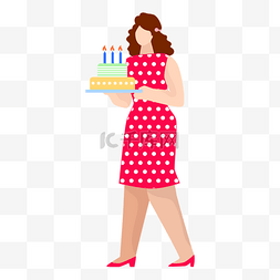 端着生日蛋糕的女孩