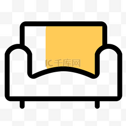 软床沙发图片_黄色扁平清新家居沙发图标
