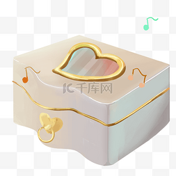 水彩音乐盒图片_白色心形音乐盒