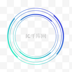 蓝绿色渐变扁平不规则圆环边框