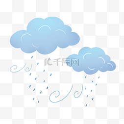下雨简约图片_蓝色渐变色简约夏季梅雨下雨