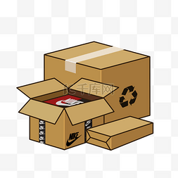 包装盒模板图片_免扣卡通快递包装箱