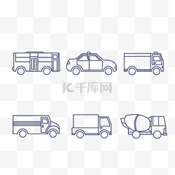 汽车侧面图线稿图片_线性汽车图标集合