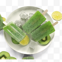 绿色冰激凌图片_绿色清爽水果雪糕3d元素