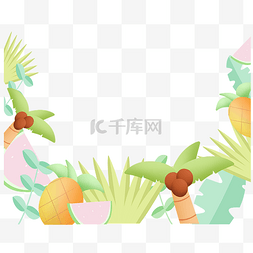 夏季植物菠萝图片_夏日植物水果边框