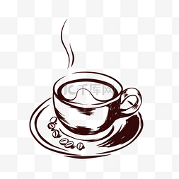 热气咖啡剪影简笔画手绘咖啡杯