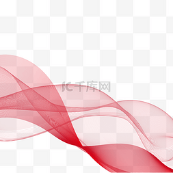 红色简约线条图片_红色飘带半透明简约线条
