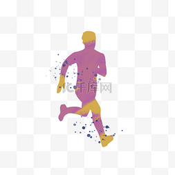 紫色运动跑步人物剪影