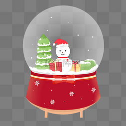 水晶球圣诞图片_雪人圣诞树水晶球
