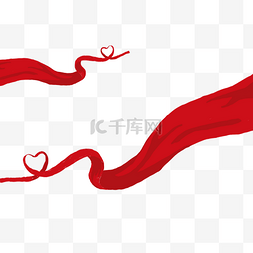 红色飘带免抠素材图片_红色简约爱心飘带装饰图案