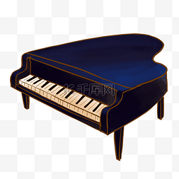 一架深蓝色钢琴插画