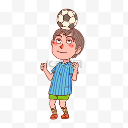 儿童节蓝色卡通图片_六一儿童节小男孩玩足球