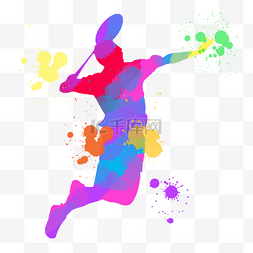 水彩色彩喷溅图片_彩色体育运动水彩网球